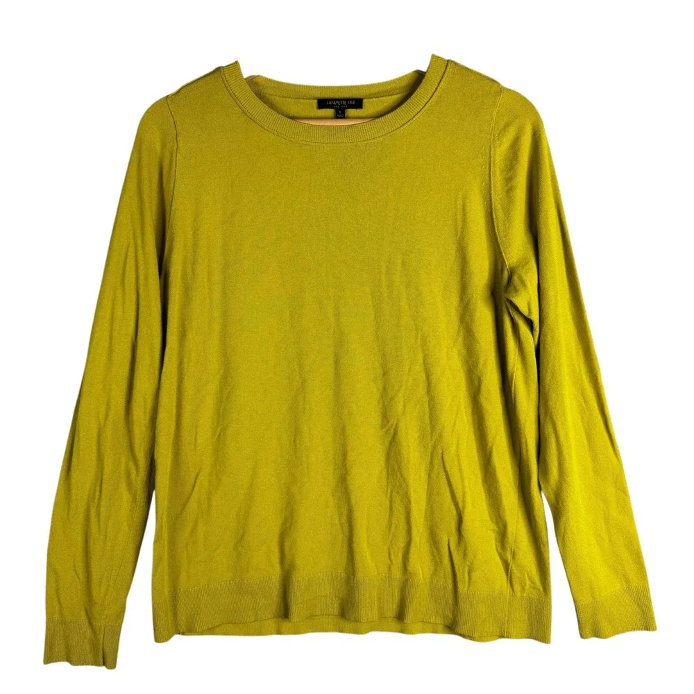 Lafayette 148 New York Crew Neck Long Sleeve Sweater Knit Top Women Size L - Picture 1 of 7